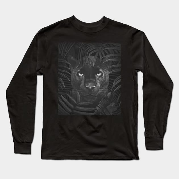 Panther in the jungle Long Sleeve T-Shirt by kodamorkovkart
